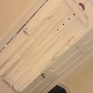 Elegant Cream Long-Sleeve Dress